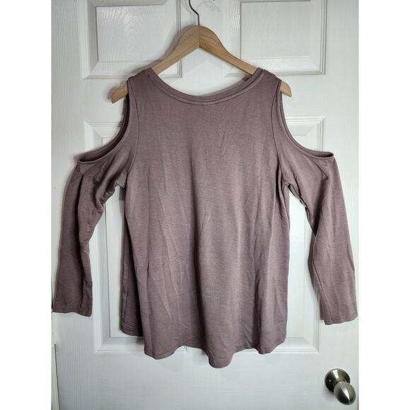 Tresics Long‎ Sleeve Shirt Size L Cold Shoulders Mauve Casual Top - Picture 3 of 5
